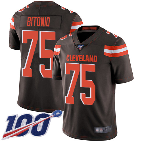 Cleveland Browns Joel Bitonio Men Brown Limited Jersey #75 NFL Football Home 100th Season Vapor Untouchable->cleveland browns->NFL Jersey